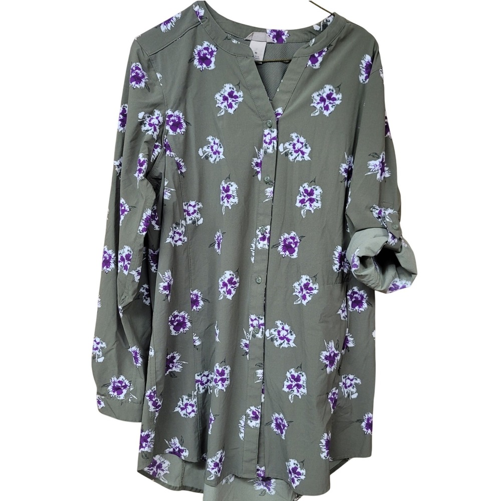 Duluth Trading Co Armachillo Cooling Floral Shirt Gorpcore Breathable UtilityM